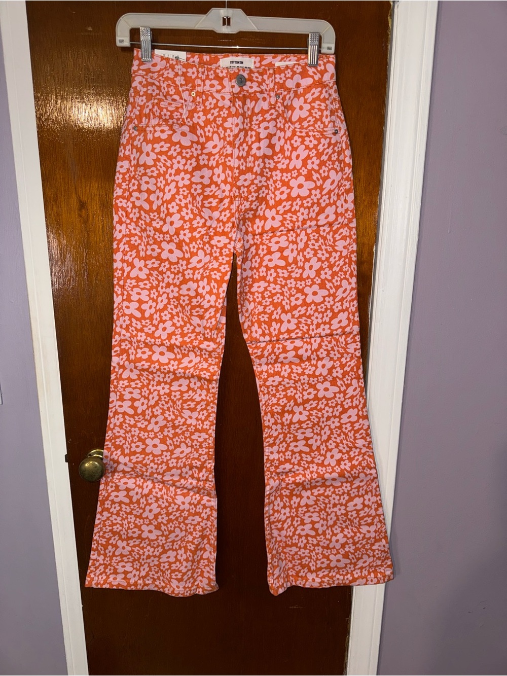 Orange and Pink Floral Wide-Leg / Flare Pants